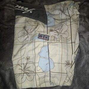 basix surf gear Board Shorts Rare Vtg Y2K XL Hawaiian print pacific Body Surf